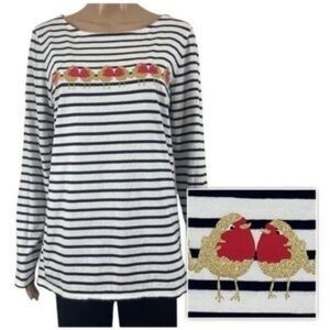 Boden stripes ahead of the rest gold & red birds long-sleeve t-shirt US 12